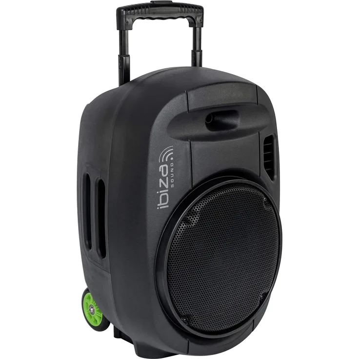 PORT15VHF-MKII - Ibiza - TRAGBARE, AKKUBETRIEBENE BESCHALLUNGSANLAGE 15 - 800W MIT USB-MP3, Rec, VOX, Bluetooth & 2 UHF FUNKMIKROFONEN, Schwarz