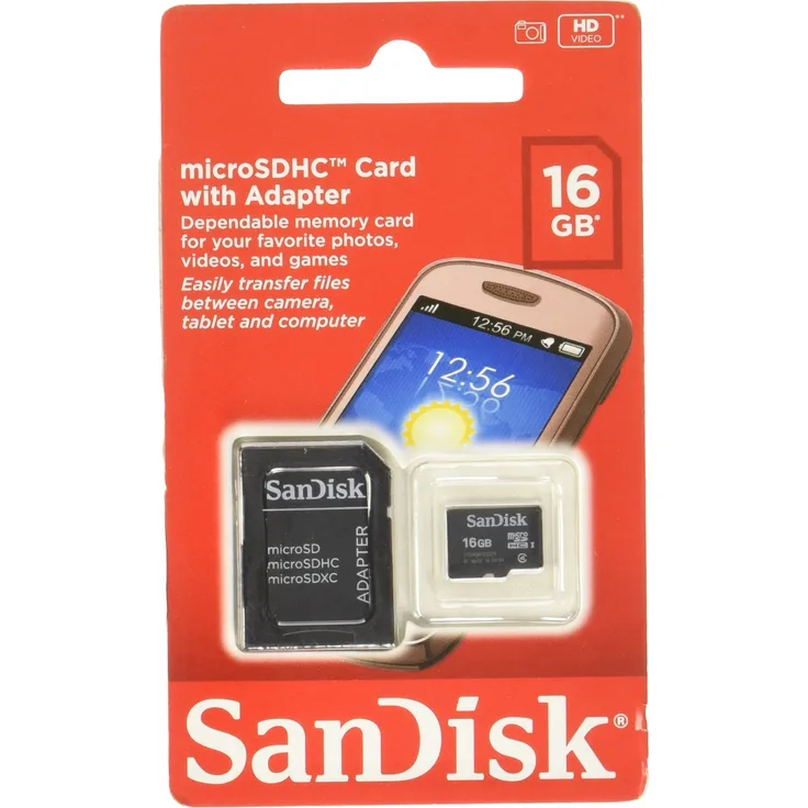 SanDisk microSDHC 16GB Speicherkarte (inkl. microSD zu SD Adapter)