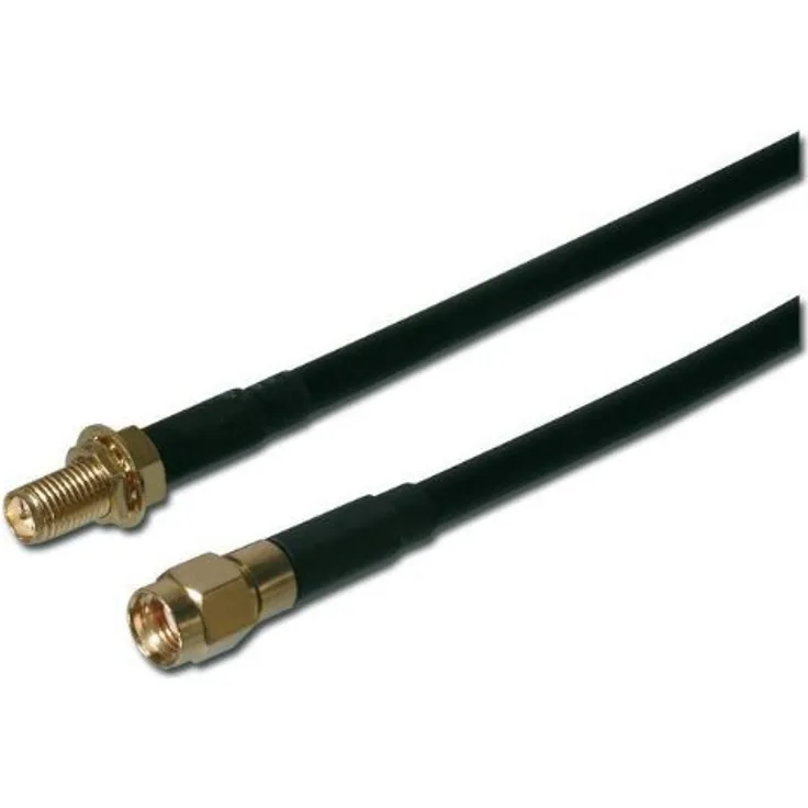 ASSMANN Koaxial Wireless LAN Antennen Verlängerungskabel, RP SMA Stecker auf RP SMA Buchse, Länge 3m, Low Loss, Schwarz
