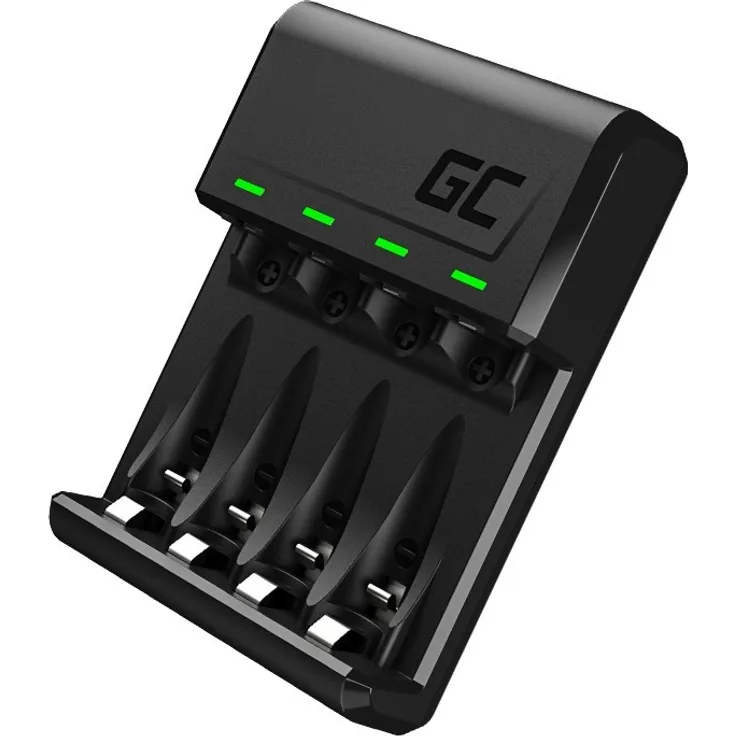 GreenCell BAT Akku Ladegerät GreenCell VitalCharger Ni-MH AA/AAA microUSB USB-C Port Black