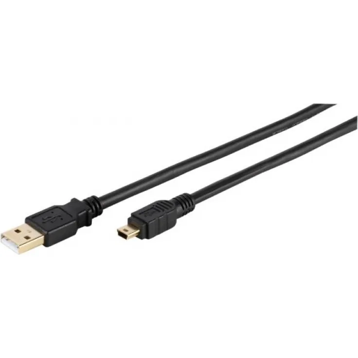 Vivanco USB 2.0 zertifiziertes Kabel mit Goldkontakten, USB A Stecker <-> Mini USB B Stecker 1.8 m