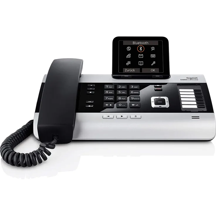 Gigaset DX800A All-In-One ISDN-Telefon mit Anrufbeantworter, VOIP oder Festnetz-Telefonie, mit Bluetooth, titanium