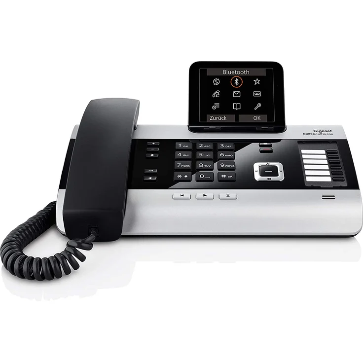 Gigaset DX800A All-In-One ISDN-Telefon mit Anrufbeantworter, VOIP oder Festnetz-Telefonie, mit Bluetooth, titanium – Bild 1