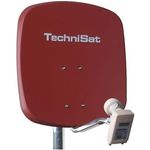 TechniSat DIGIDISH 45 ? Satelliten-Schüssel für 2 Teilnehmer (45 cm kleine Sat Anlage - Komplettset mit Wandhalterung und Universal Twin-LNB) rot