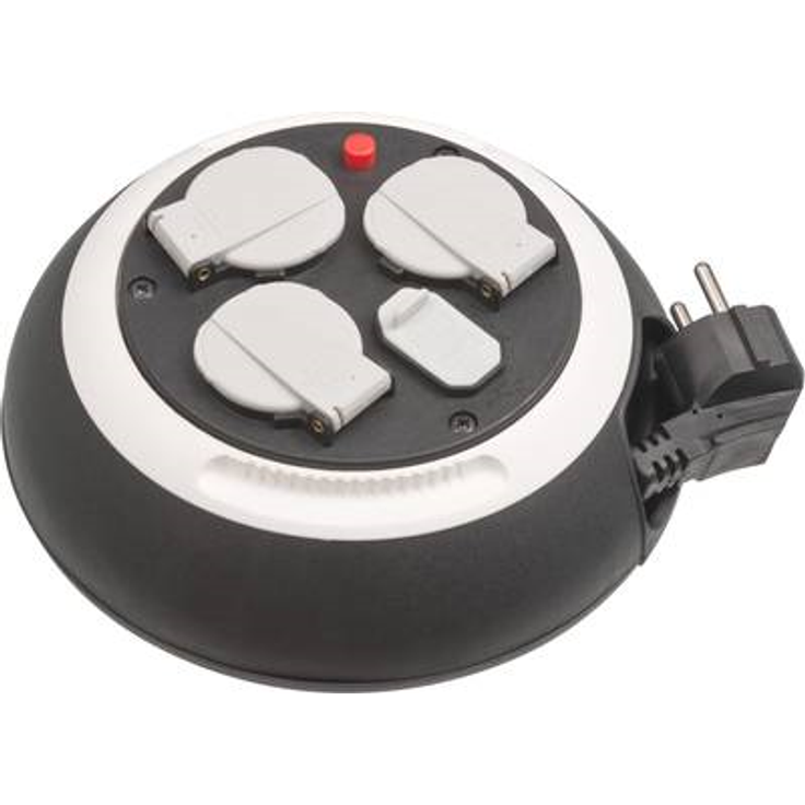 Brennenstuhl Comfort Line Kabelbox 3-fach mit USB - Mini-Kabeltrommel (Indoor-Kabeltrommel für Haushalt mit USB-Ladefunktion, 3m Kabel, Made in Germany) schwarz-weiß