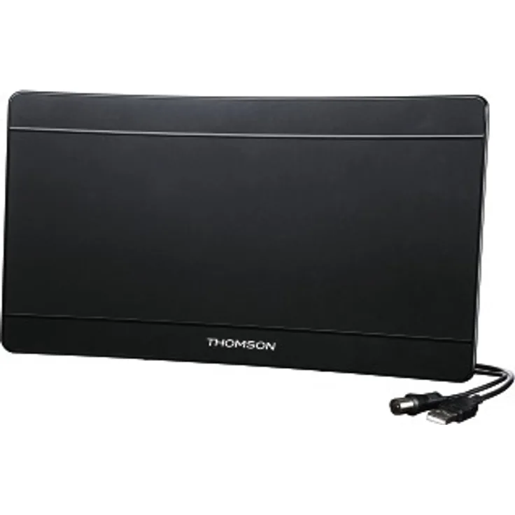 Thomson ANT1706 Zimmerantenne Curved UHD (Antenne für TV-Radio, DVB-T-DVBT-2, 4K Ultra HD, Flachantenne, aktiv, mit Signalverstärkung) schwarz
