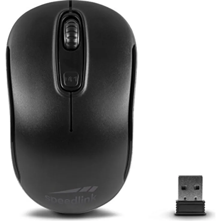 Speedlink PTICA Mouse Wireless - 3 Tasten Maus Kabellos für Büro-Home Office - 10m Reichweite - dpi Schalter bis 1600 dpi, für Links- und Rechtshänder für Gaming-PC-Notebook-Laptop - schwarz-rot