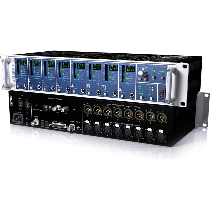 RME Micstasy, 8-Channel, 192 kHz, remote controllable Mic/Line/Instrument Preamp and AD Converter, 1(optional i64 MADI Card)