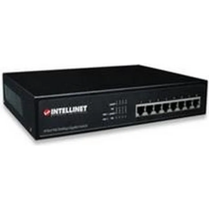 Intellinet 8-Port PoE+ Desktop Gigabit Switch 8 x PoE-Ports, IEEE 802.3at-af Power-Over-Ethernet (PoE+-PoE) Endspan 560641