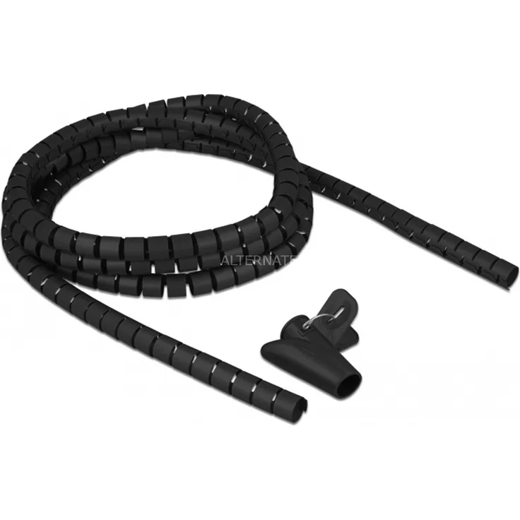 DeLock Spiralschlauch mit Einziehwerkzeug 2,5 m x 15 mm Kabelschlauch, schwarz