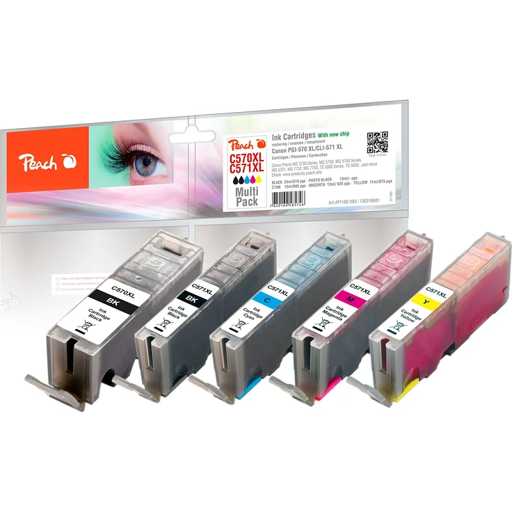 Peach Spar Pack Tintenpatronen XL kompatibel zu Canon PGI-570XL, CLI-571XL - Preisvergleich