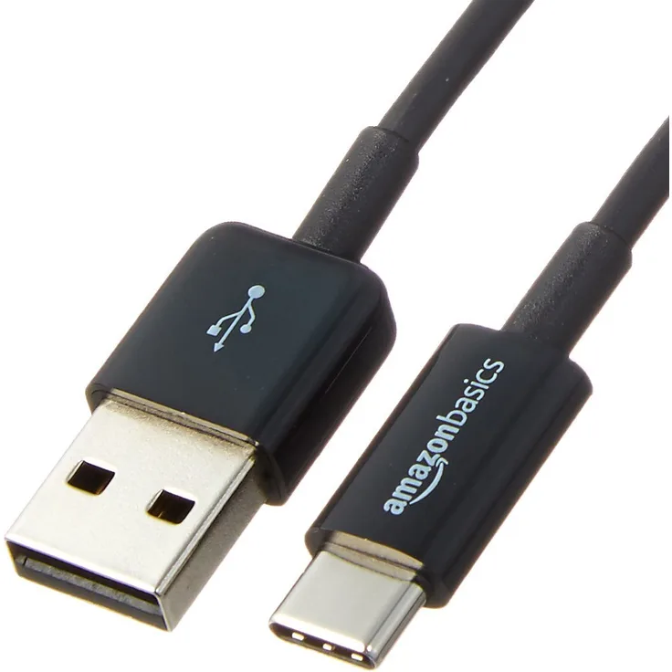 AmazonBasics USB Type C to USB A 2.0 Male Cable - 6 feet (1,8 Meter) - Schwarz