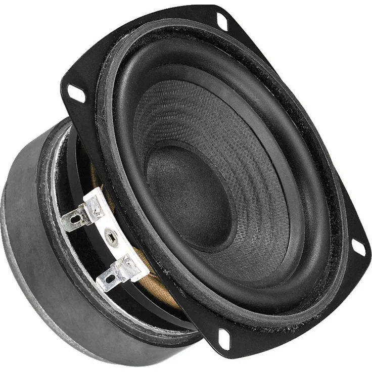 MONACOR SP-100-8 Hi-Fi Tiefmitteltöner, Bass Speaker mit stabiler Papiermembran, hochwertiger Alu-Spule, Polkernbohrung und Gummisicke, in Schwarz