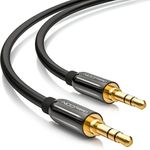 deleyCON 10m Klinkenkabel 3,5mm AUX Kabel Stereo Audio Kabel Klinkenstecker gerade für PC Laptop Handy Smartphone Tablet KFZ HiFi-Receiver schwarz