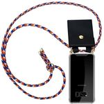 cadorabo Handykette für Samsung Galaxy S8 PLUS in ORANGE BLAU WEISS, Silikon Necklace Umhänge Hülle mit Gold Ringen, Kordel Band Schnur und abnehmbarem Etui Schutzhülle