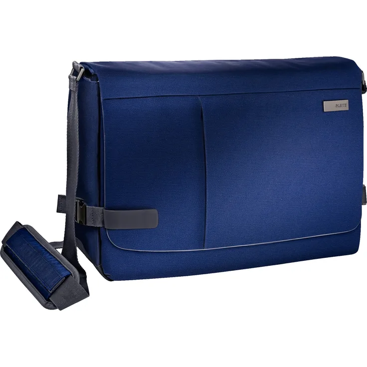 Leitz, Leichte Business Messenger-Tasche für 15.6 Zoll Laptop, Smart Traveller, Polyester-Metall-Leder, Complete, Titan Blau, 60190069