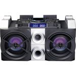 Lenco PMX-150 Party Bluetooth-Lautsprecher mit Lichteffekt, geeignet für Karaoke, mit Akku, UKW-Radio, Gitarren-Anschluss schwarz