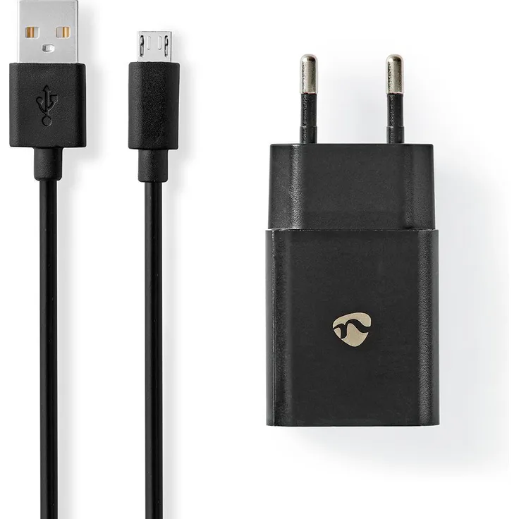 Nedis Netzladegerät, 2,1 A, Loses Kabel, Micro-USB, Schwarz