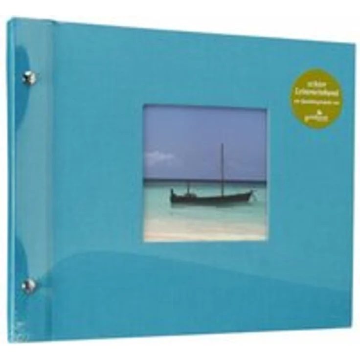 goldbuch Schraubalbum mit Fensterausschnitt, Bella Vista, 30 x 25 cm, 40 schwarze Seiten mit Pergamin-Trennblättern, Erweiterbar, Leinen, Türkis, 26973 – Bild 1