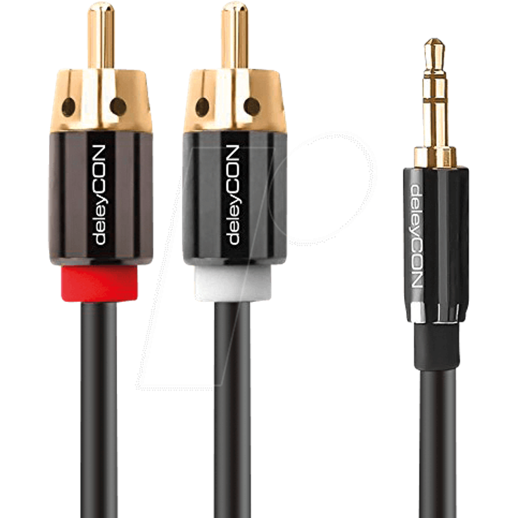 DELEYCON MK-MK157 - Audio Kabel, 3,5 mm Klinkenstecker auf 2x Cinch Stecker, 5 m (MK-MK157)