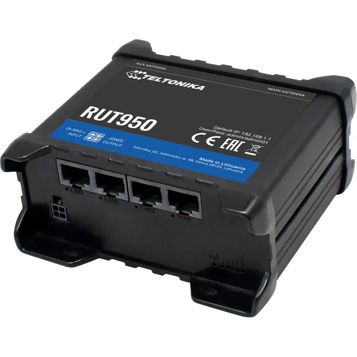 Teltonika RUT950 - Wireless Router - WWAN - 4-Port-Switch - PPP, Modbus - 802.11b/g/n