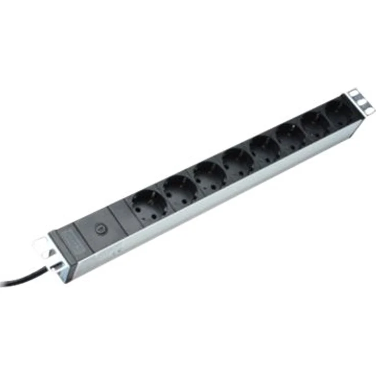 DIGITUS 19'' Steckdosenleiste, 8 Abgriffe, 1HE, 250VAC, 50-60Hz, 10A, 4000W, mit Vorsicherung für Überlastschutz – Bild 1