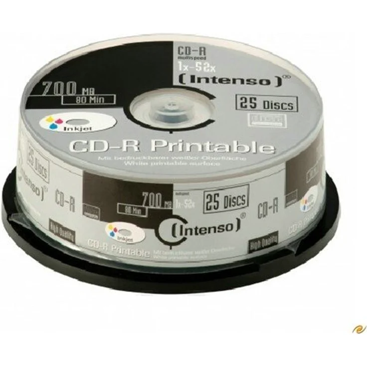 Intenso CD-R Rohlinge 700MB 52x 25er Spindel Cakebox kratzfest bedruckbar - Preisvergleich – Bild 1