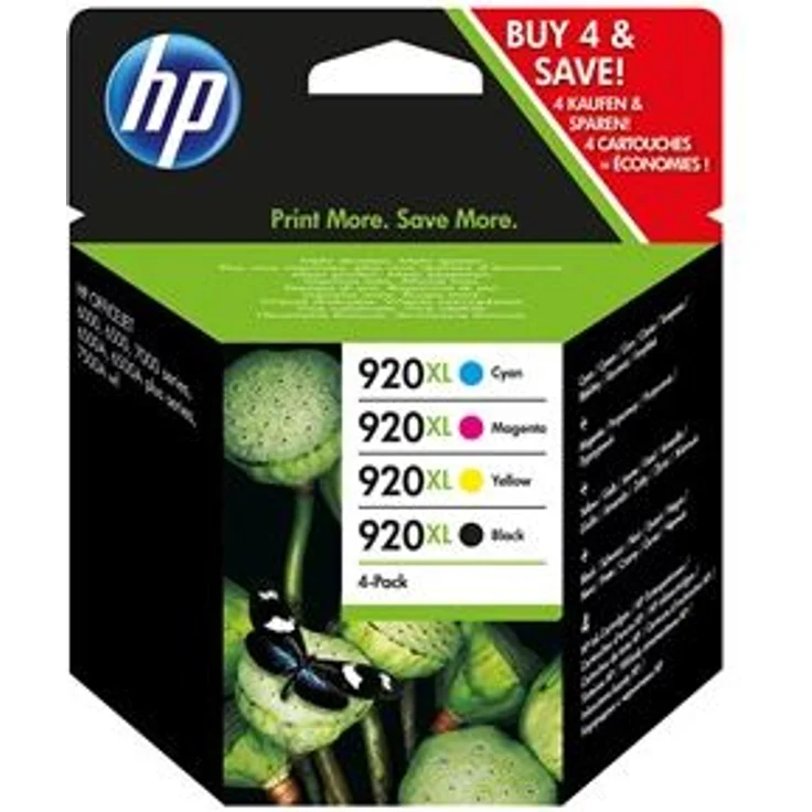 HP 920 XL Multipack Original Druckerpatronen (geeignet für HP Officejet), schwarz-blau-magenta-gelb – Bild 1