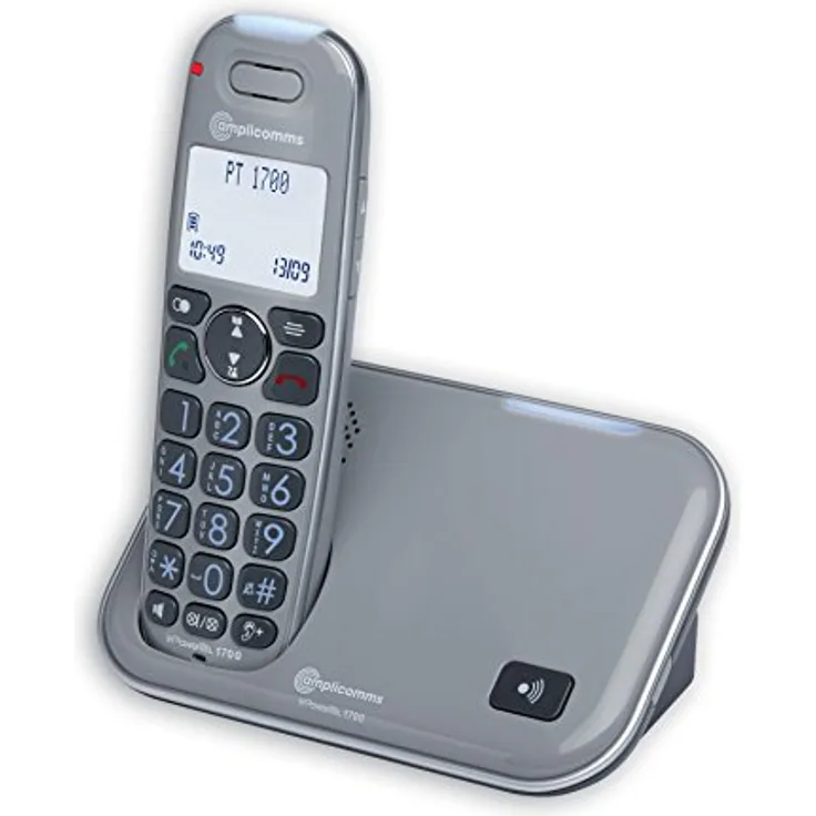 amplicomms PowerTel 1700, Schnurloses Großtastentelefon, Hörgerätkompatibel Analog-Telefon 