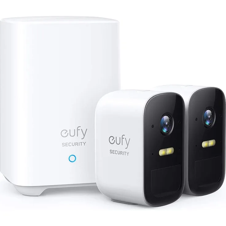 eufy Security eufyCam 2C 2+1, kabellose Überwachungskamera außen, 180 Tage Akku, HD 1080p, IP67 wetterfest, Nachtsicht, kompatibel mit HomeKit und Solar Panel, Doppel-Kamera-Set, gebührenfreie Nutzung, Weiß (T88313D2)