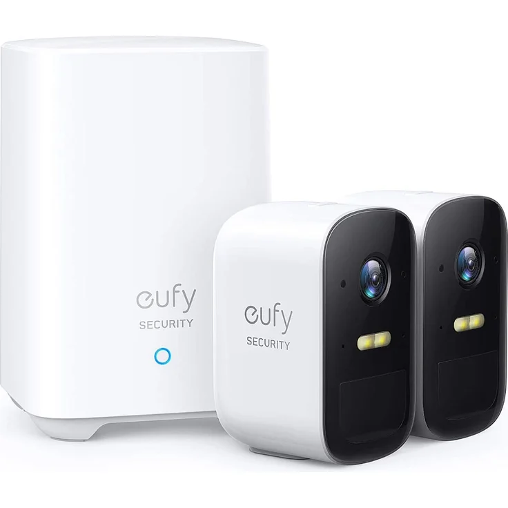 eufy Security eufyCam 2C 2+1, kabellose Überwachungskamera außen, 180 Tage Akku, HD 1080p, IP67 wetterfest, Nachtsicht, kompatibel mit HomeKit und Solar Panel, Doppel-Kamera-Set, gebührenfreie Nutzung, Weiß (T88313D2) – Bild 1