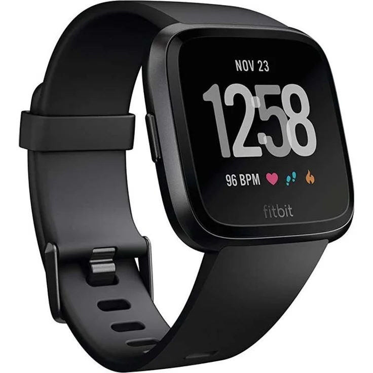 Fitbit Versa Smartwatch Unisex, S/L, Aluminiumgehäuse, Schwarz – Bild 1