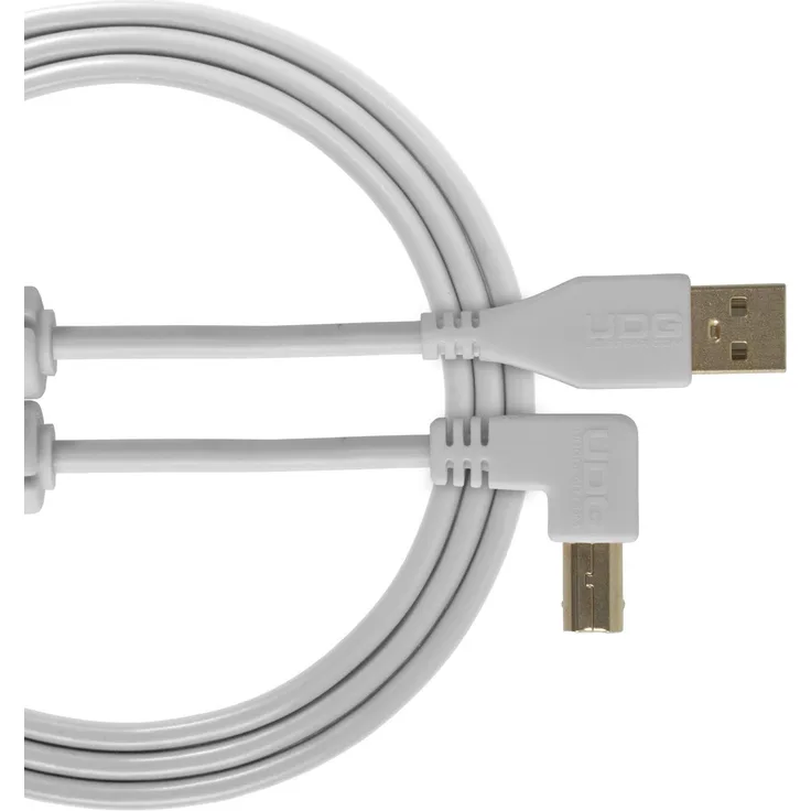 UDG Kabel USB 2.0 (A-B) abgewinkelt, 1 m, Audio optimiert, UDG Ultimate Audiokabel für DJs und Produzenten zur Maximierung ihrer Leistung