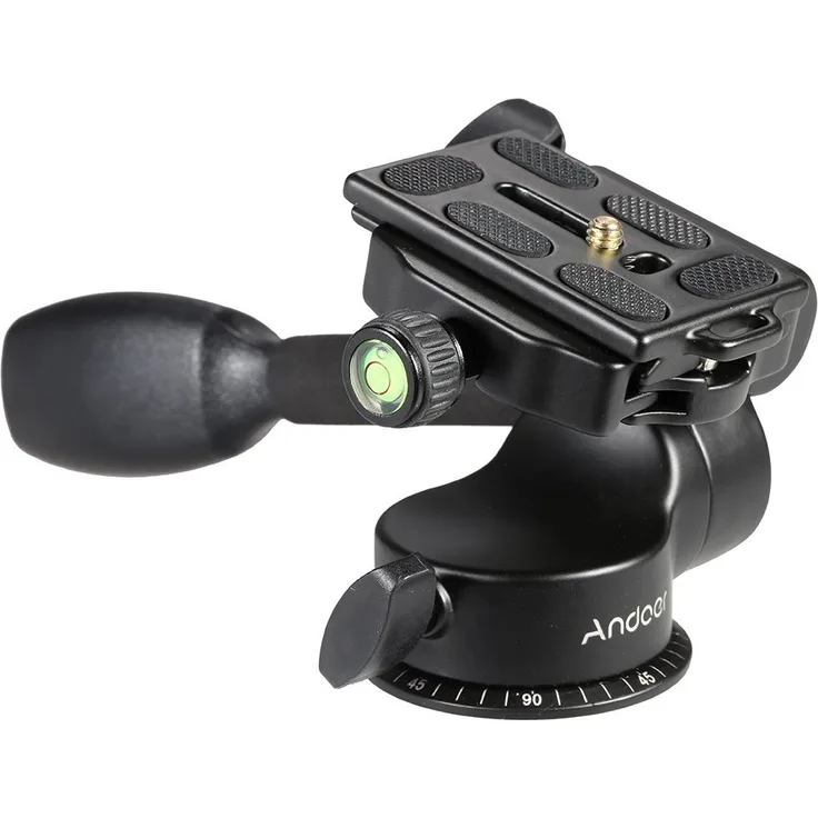 Andoer QZSD Q08 Video Stativ Kugelkopf 3-Wege Fluid Head Kipphebel mit Schnellwechselplatte für DSLR Kamera-Stativ Einbeinstativ