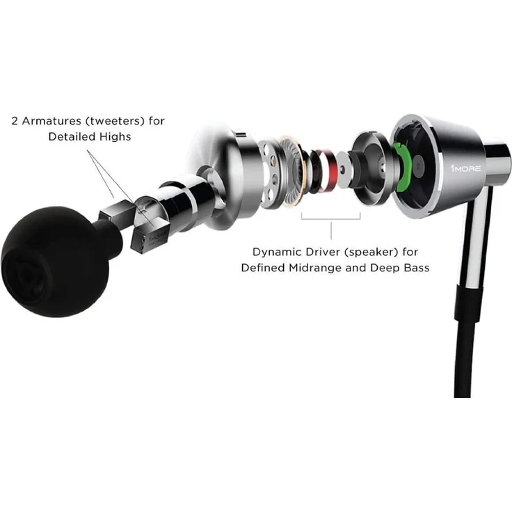 1MORE E1001 Triple Driver, In-ear-Kopfhörer, kabelgebunden, mit Mikrofon, silber – Bild 2