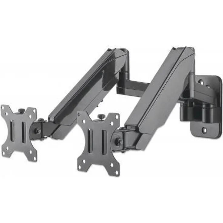 Manhattan 461627 Universal-Wandhalterung mit Gasdruckfeder fü Zwei Monitore Zwei Halterungsarme mit Gasdruckfeder und Kugelgelenk, geeignet für Zwei Monitore von 17'' bis 32'' und bis zu 8 kg pro Arm