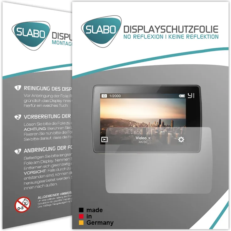 Slabo 2x Displayschutzfolie für Xiaomi Yi 4K+ Action Cam MATT No Reflexion