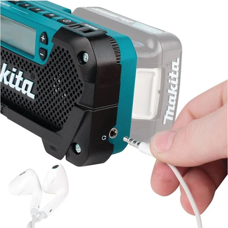 Makita DEAMR052 12V ohne Akku und Ladegerät Baustellenradio, geeignet für Outdoor, spritzwassergeschützt, blau – Bild 4