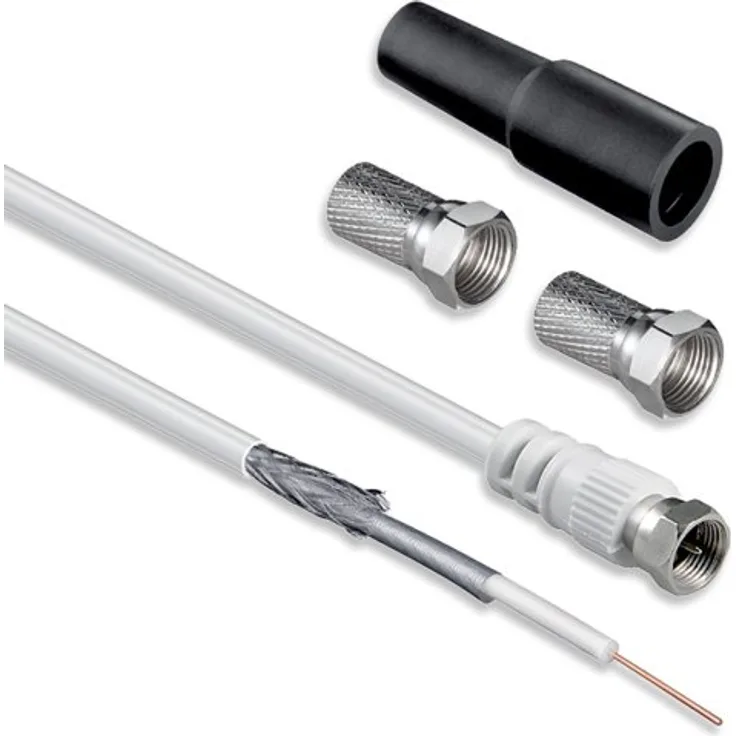 1aTTack Koaxialkabel Set (2x F-Stecker, Tülle 10m, 2x geschirmt) 10m
