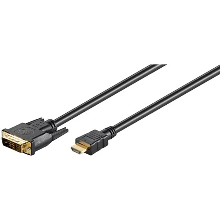 Goobay 51579 DVI-D-HDMI Kabel, Vergoldet, DVI-D-Stecker Single-Link (18+1 pin) > HDMI-Stecker (Typ A)