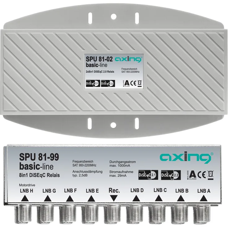 Axing SPU 81-02 DiSEqC 2.0 Umschalter 8 x Twin-LNB in 2 für Außenmontage