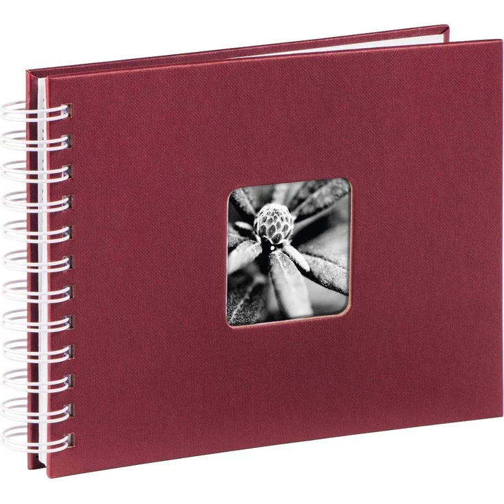 Hama Fotoalbum, 24 x 17 cm, 50 weiße Seiten, 25 Blatt, mit Ausschnitt für Bildeinschub, Fotobuch bordeaux – Bild 1