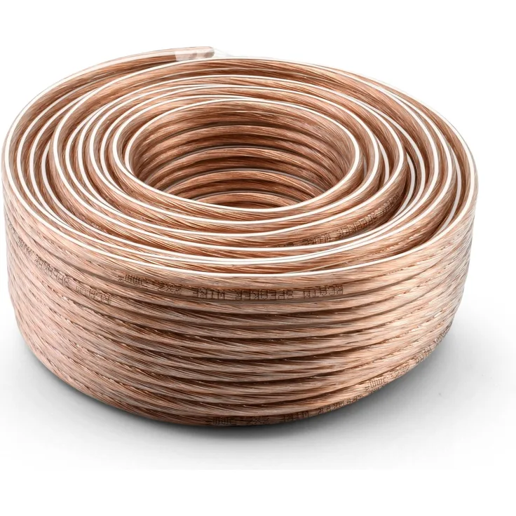 RCA LS-Kabel - Lautsprecherkabel, Boxenkabel für Hifi-Audio - 2x2,5mm² 10m transparent 30m