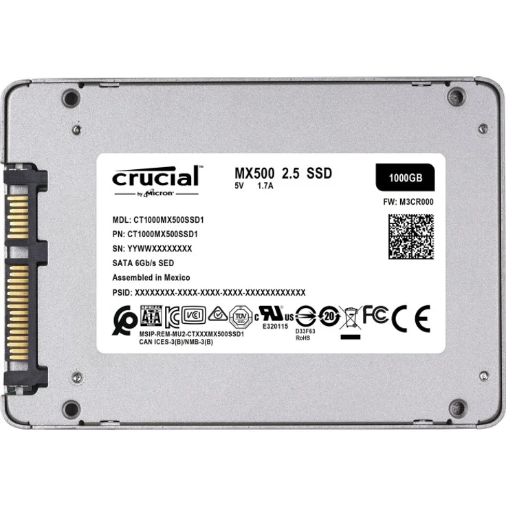 Crucial MX500 - Solid-State-Disk - verschlüsselt - 1 TB - intern - 2.5 Zoll (6.4 cm) - SATA 6Gb/s - 256-Bit-AES - TCG Opal Encryption 2.0 (CT1000MX500SSD1) – Bild 3