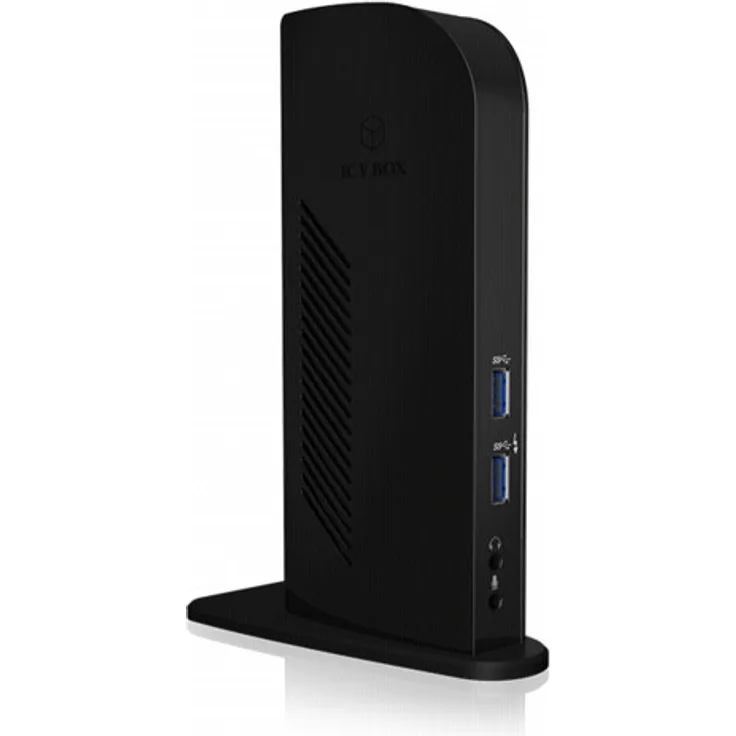 ICY BOX IB-DK2242AC DockingStation mit Type-C & Type-A Kabel, 2x DisplayPort (4K Ultra HD), 6x USB 3.0, Audio In-Out, Gigabit-LAN, schwarz