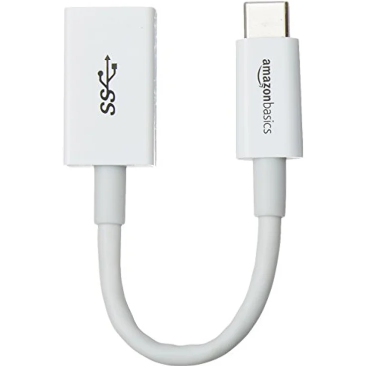 AmazonBasics - Adapterkabel, USB-Typ-C-Stecker auf USB-Buchse, USB 3.1, 1. Generation, Weiß – Bild 1