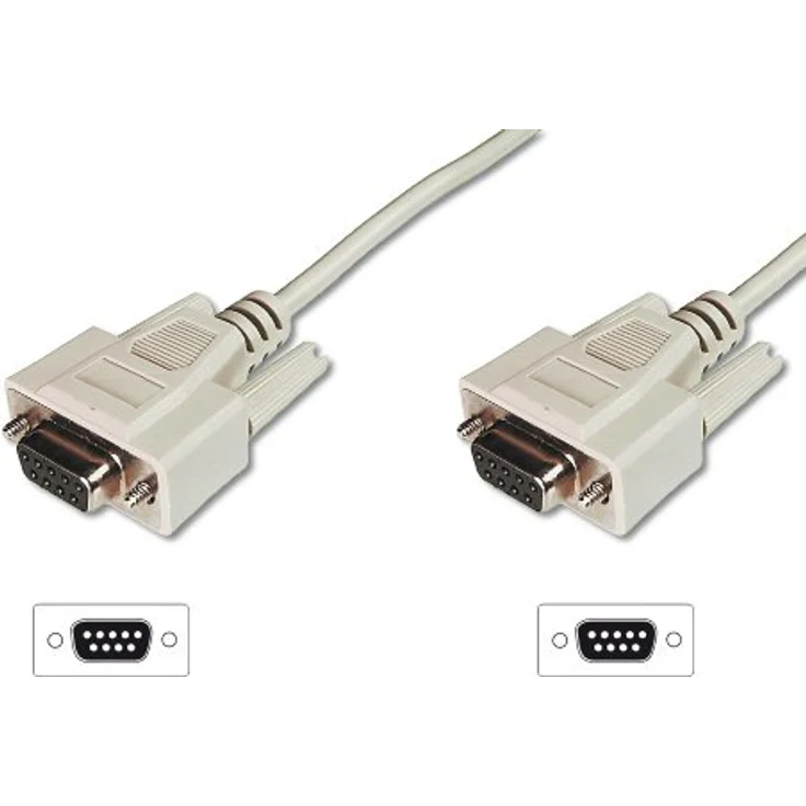 DIGITUS Serielles Anschluss-Kabel - D-Sub 9 zu D-Sub 9 - Buchse zu Buchse - 3.0m - RS-232 - RS-485 - Beige – Bild 1