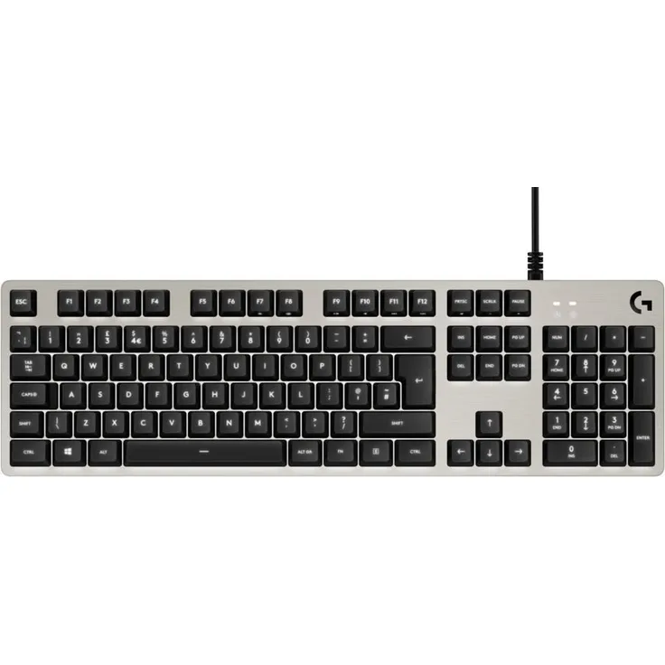 Logitech G413 Mechanische Gaming-Tastatur, Taktile Romer-G Switches, Gebürstetes Aluminiumgehäuse, Programmierbare F-Tasten, USB-Durchschleife, Englisches QWERTY-Layout - Silber-Schwarz
