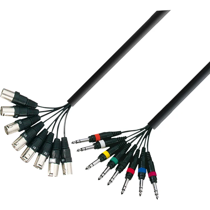 ah Cables KMCO5XMPPM38 Multicore Kabel 8 x 6,3 mm Klinke stereo auf 8 x XLR male 5 m
