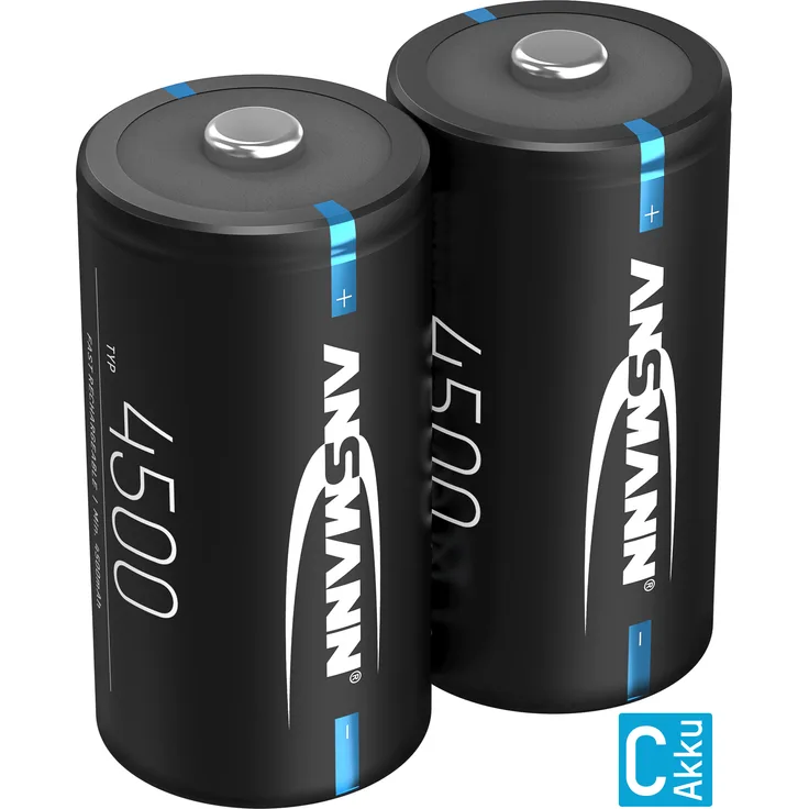 ANSMANN Akku Baby C 4500mAh NiMH 1,2V - Batterien wiederaufladbar (2 Stück)
